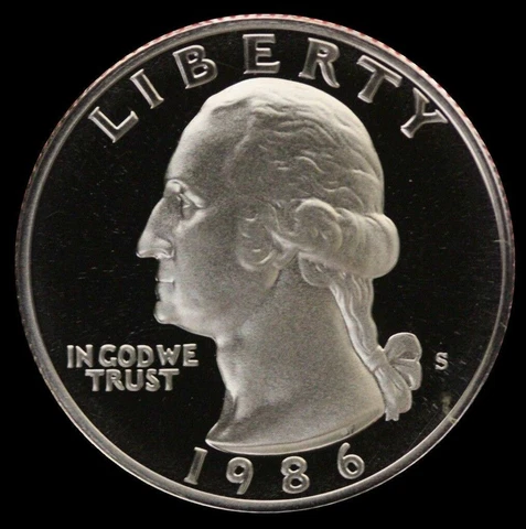 1986 S Washington Quarter Gem Deep Cameo Clad PROOF US Mint Coin Cover