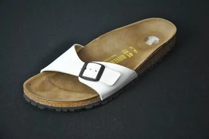 Birkenstock Madrid White Patent Leather Sandals Shoes 41 L 10 Narrow 15924SG - Picture 1 of 8
