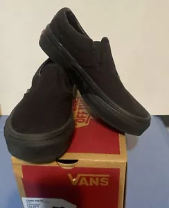 Boys Vans Classic Canvas Slip On Shoes Size 12.5 Triple Black NEW - Picture 1 of 7