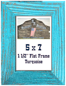 5x7" turquoise  barnwood rustic primitive barn picture frame distressed wood