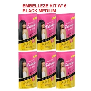 Embelleze Henê Plush Black Medium Pouch C/6 - Picture 1 of 1