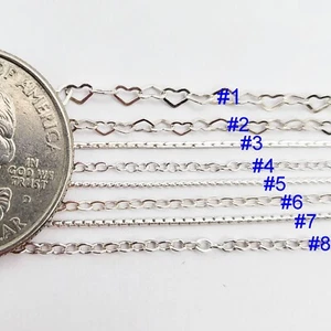 Pequeña cadena de cable de plata esterlina 925 hágalo usted mismo suministro para hacer joyas vendido a pie - Imagen 1 de 20