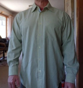 BUGATCHI UOMO MENS blue/yellow CHECKER DESIGNER CASUAL DRESS SHIRT SIZE: XL - Picture 1 of 11