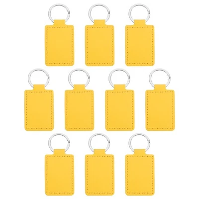 Engraving Keychain Blanks, 10Pcs Rectangle Leather Keychain Blanks, Yellow - Image 1 of 4