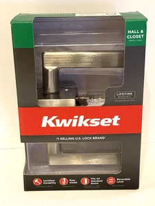 Kwikset Signature Series Hall and Closet Door Lever Satin Nickel 91540-007 New - Picture 1 of 7