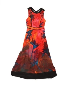WAREHOUSE Womens Abstract Pattern Sleeveless Maxi Dress UK 14 Large Red AR06 - Picture 1 of 3