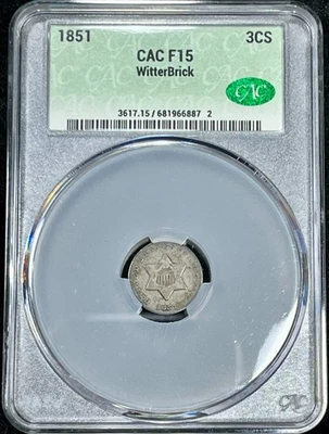 1851 CACG F15 3c Silver - WitterBrick - Nice & Original - Image 1 of 4