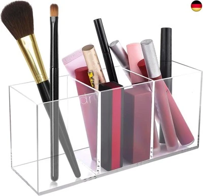 Acrylic Pinselhalter, 3 Fächern Make Up Organizer, Klarer Schminktisch  - Bild 1 von 4