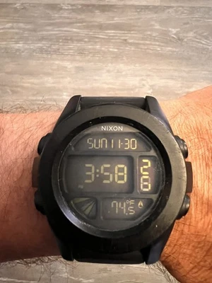 Nixon THE UNIT Men's Black Silicone Digital Watch RUNNING!  - image 1 of 4