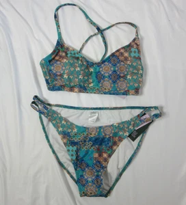 Wild Fable 2-teiliger Bikini türkis gold blau geometrisch geblümt Größe XL und D/DD neu mit Etikett - Bild 1 von 8