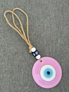 Verschmolzene rosa Evil Eye Perle, Wanddekoration, perfektes Geschenk für Zuhause - 10 cm - Bild 1 von 9