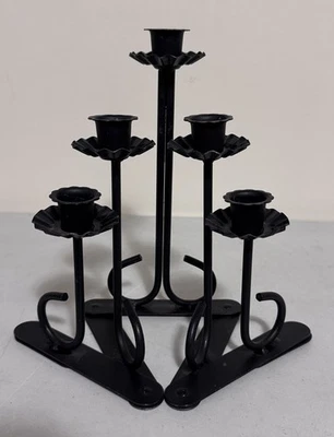 Candelabro Articulado Hierro Forjado 5 Velas 3 Niveles Renacimiento Gótico Español De Colección Foto 1 de 4