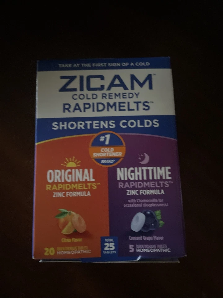 Paquete combinado homeopático de remedio para el resfriado de zinc Zicam Rapid Melts, cítricos de uva, 25 quilates Foto 1 de 4