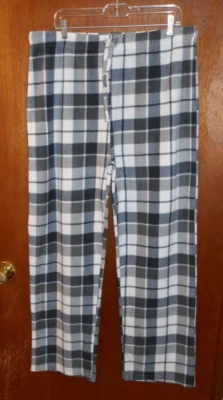 Pantalones de salón para mujer negros/blancos de felpa a cuadros pierna recta XLarge cordón Foto 1 de 4