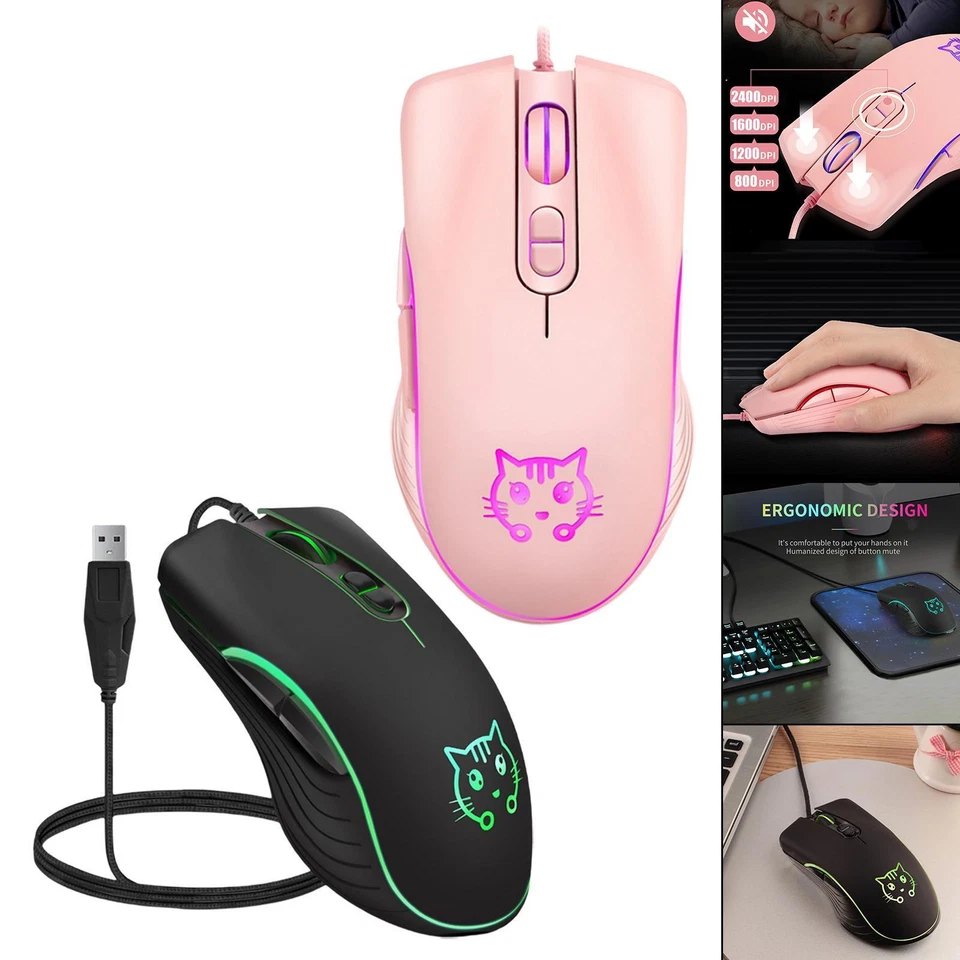 Ergonomic Wired USB Gaming Mouse 6-Button RGB Colorful - Image 1 of 1