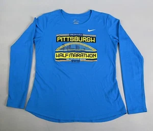 Pittsburgh Half Marathon 2010 Shirt Womens M Nike Dri-Fit Blue West End Bridge - Picture 1 of 8