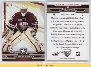 2014 ITG Draft Prospects Bronze /25 Matthew Mancina #55