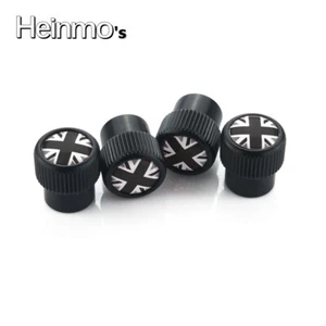 Union Jack Black Wheel Tyre Valve Stem Caps For MINI Cooper Clubman Countryman - Picture 1 of 2
