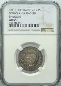 Ficha de chelín de plata Norfolk Yarmouth 1811 J Hunton & J Blyth D 15 - Imagen 1 de 5