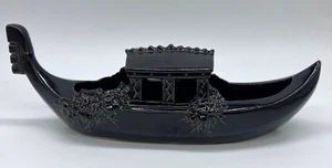 Vintage McCoy USA Black 11.5" Gondola Covered Boat Ceramic Planter Pottery - Picture 1 of 6