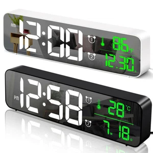 Digital Alarm Clock Desk Table LED Display Temperature Modern Wall Shelf Decor - Picture 1 of 14