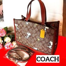 COACH x Peanuts Shoulder Tote Bag Dempsey Carryall Snoopy Woodstock CE862 Outlet