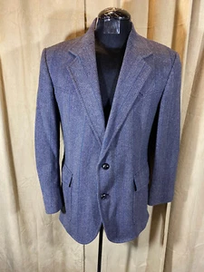 Mens Vtg 80s pendleton Western Blazer Size 40R Gray Herringbone 2 Button Wool - Picture 1 of 9