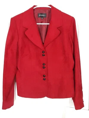 Shaket Studio 1 Mujer Talla 12, Cierre Botón, Rojo, Manga Larga, S. Almohadillas Trabajo Foto 1 de 4