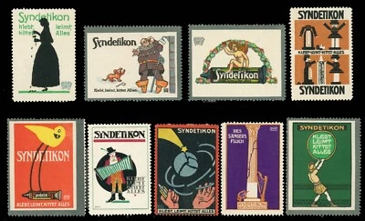 Germany Poster Stamps - Syndetikon Glue - Lot of 9 Different - Image 1 of 2