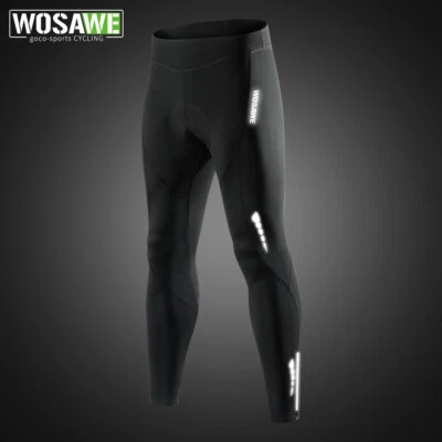 WOSAWE Men Winter Cycling Warmth Pants MTB Bike 3D Padding Stretchy Trousers - Image 1 of 4