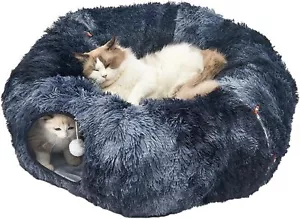 New- Cat Tunnel Bed with Soft Plush Mat, Collapsible Tube Playground, Cat - Picture 1 of 6