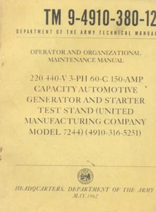 TM9-4910-380-12 Generador arranque soporte manual técnico libro 1962 - Imagen 1 de 1