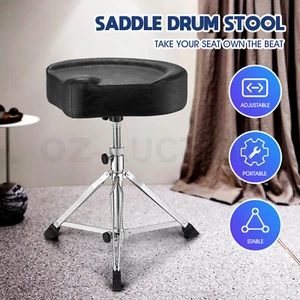 MELODIC Saddle Drum Throne Stool Heavy Duty Drum Stool Adjustable Height Black - Picture 1 of 11
