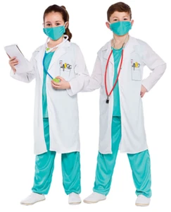 Hospital Doctor ER Srubs Uniform Nurse Girls Boys Childs Fancy Dress 3-13 Years - Picture 1 of 7