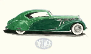 "Delage D8-120 1938"" 12""X16"" firmado, numerado estampado de Giclee por Richard Lewis" - Imagen 1 de 1