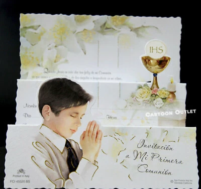 25 INVITACIONES DE PRIMERA COMUNION SPANISH FIRST COMMUNION INVITATIONS BOY NINO - Image 1 of 4