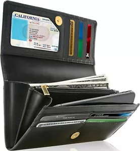 Echtleder Geldbörsen für Damen Damen Geldbörse Clutch Akkordeon RFID-Blockierung - Bild 1 von 25