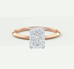 IGI E/VVS 1.25 Ct Radiant Lab Created Grown Diamond Ring Solid 14K Rose Gold - Picture 1 of 2
