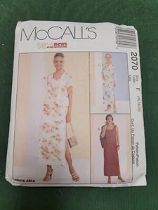 VESTIDO DE HENDIDURA SIN MANGAS MCCALLS PATRÓN ABRIGO CORTO 2070 TALLA 16-20 ENVÍO GRATUITO - Imagen 1 de 2