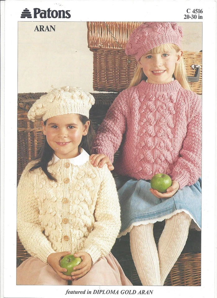 Knitting pattern for a baby/child aran cardigan, sweater and beret - Image 1 of 1