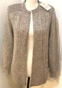 SIMPLY NATURAL LINDA EBEL Alpaka-Mischung Strickjacke Damen Größe OS Melange Hellbraun - Bild 1 von 11