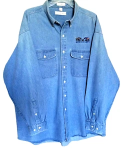 Camisa Jean (Twill) Azul de Carreras Autodeportes Geoffrey Beene Texas XL Nueva - Imagen 1 de 4