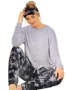 Three Dots Women 2-Piece Knit Velour Set With eye mask - Storm/Blue - Size S - Picture 1 of 12