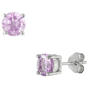 Classic Women's Earrings Sterling Silver 6mm Round Amethyst Gem Studs D-4567 - Picture 1 of 1
