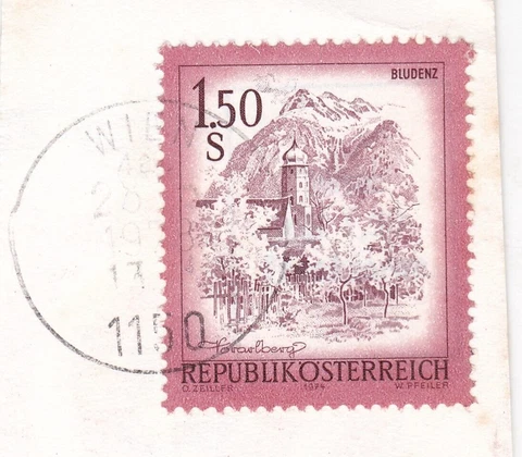 Wien cancel Austria 1978 on Bludenz 1.50s VGC Cover