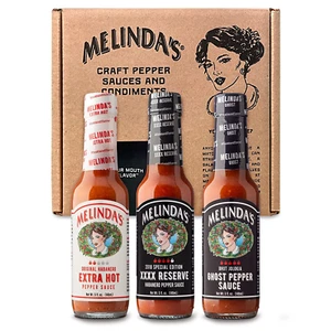 Melinda’S Habanero Hot Sauce Variety Pack - Extra Spicy Gourmet Hot Sauce Gift S - Picture 1 of 12