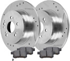 Autoshack Rear Drilled And Slotted Brake Kit Rotors Silver And Ceramic Pads Pair