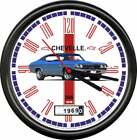 Horloge murale panneau Chevrolet General Motors sous licence 1969 Chevelle 396 bleu 2 portes