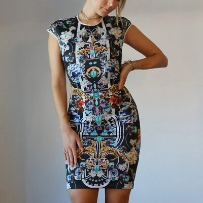 Vestido ceñido al cuerpo con patrón de espejo geométrico, Clover Canyon talla XS Foto 1 de 4