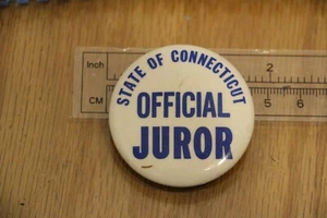 Vintage State of Connecticut offizieller Juror Anstecknadel Pinback 1 3/4" - Bild 1 von 2
